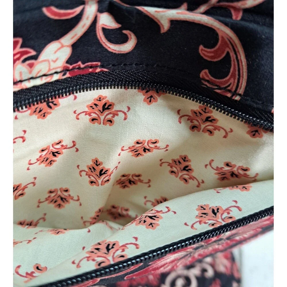 Lemon Hill Quilted Cotton Makeup Jewelry Travel Bag Tri-Fold Floral Packable